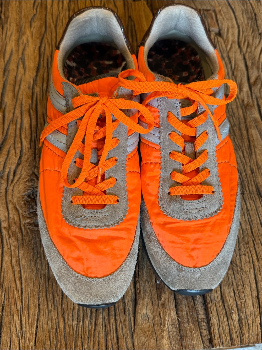 Hugo Boss Orange Nylon & Taupe Suede Men's Sneakers